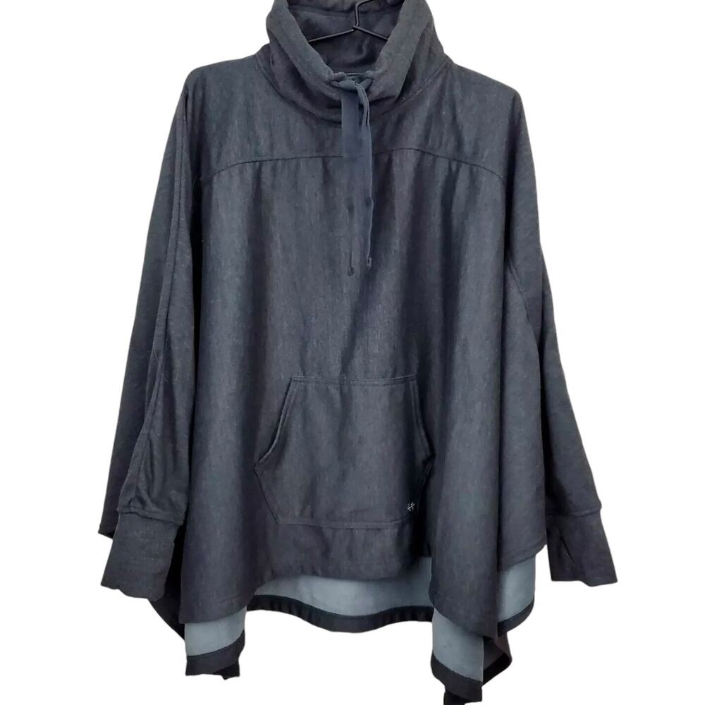 Tahari Sport Funnel Poncho/Cape Gray Cotton Knit Jacket‎ Size M